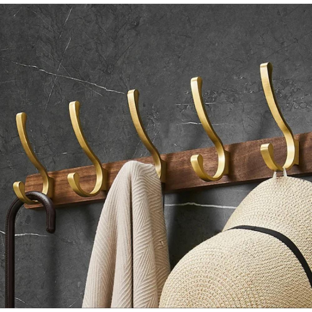 Black Walmut Single Robe Hook Wall Mounted Towel Hook Brushed Gold Painted Clothes Hook Bathroom Hardware