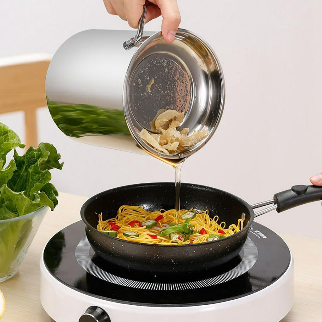 2L Silver Japanese Style Deep Frying Pot Thermometer Tempura Fryer Pan Temperature Control Fried Chicken Pot Cooking Tools Kitchen Utensil