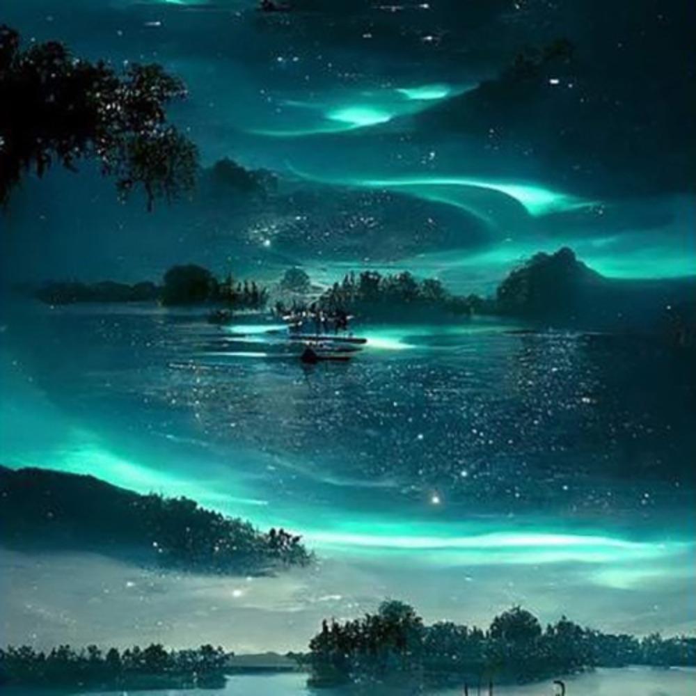 Full Square Diamond Painting Kits Round Diamonds Moonlight Beach Diamond Art Kits Fantasy Landscape DIY Diamond Painting