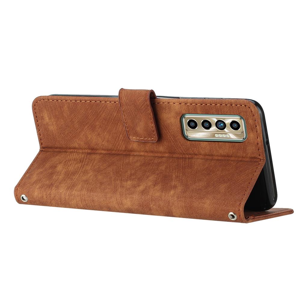 For TECNO Camon 17P/17 Pro Anti-Scratch PU Leather Wallet Phone Case Skin-Touch Flip Stand Mobile Phone Cover