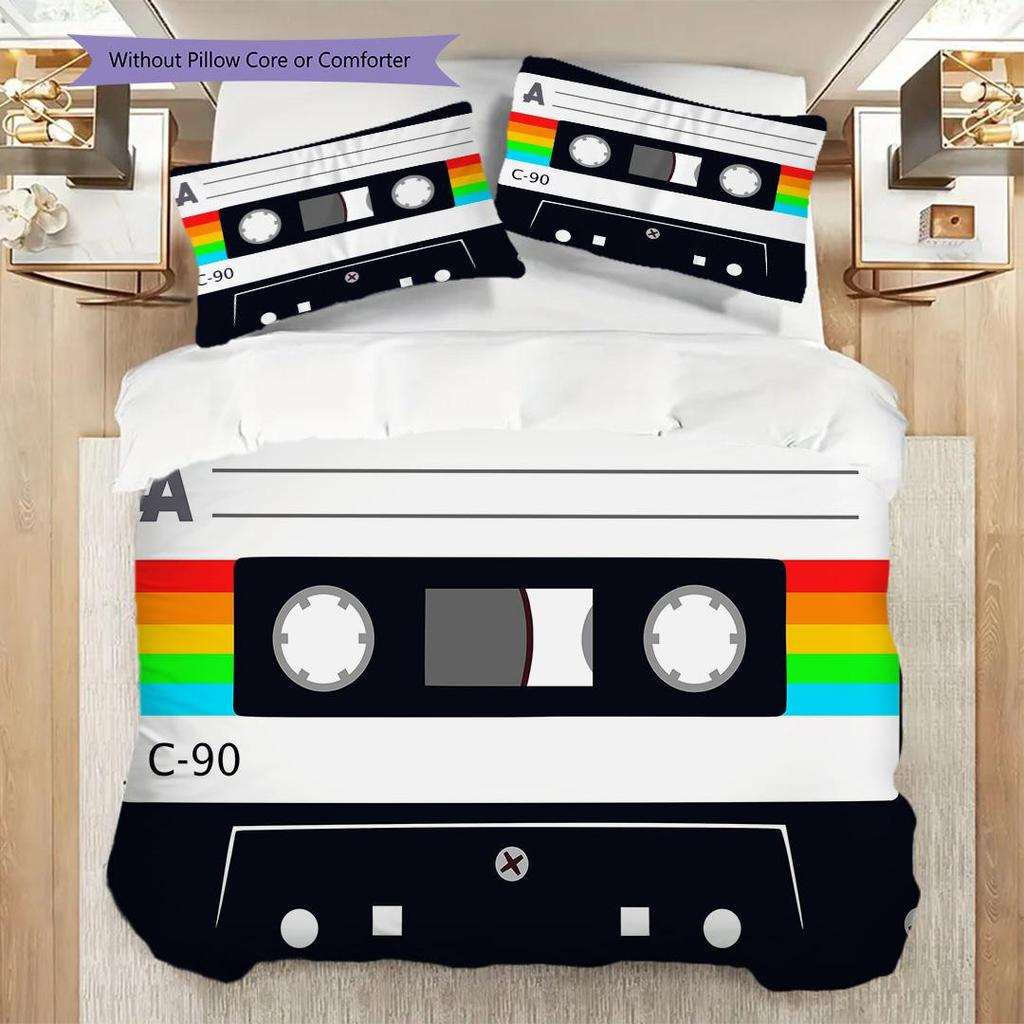 1PC Music, guitar Theme Bedding Quilt Set Quilt Cover Pillowcase Home Decoration Birthday Gift (1 * duvet cover + 2 * pillowcase, without core)
