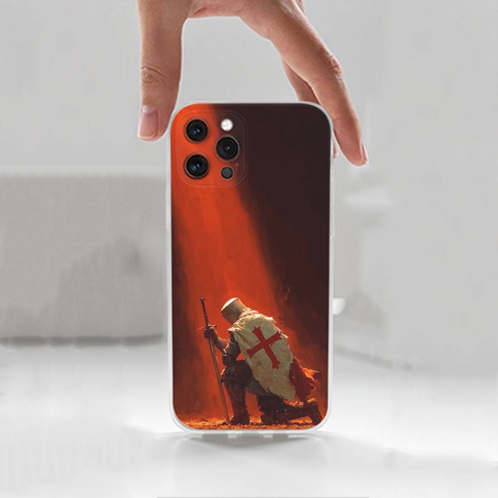 Crusaders Belief Knight Phone Case For iPhone,14,13,XR,SE,12,15,Pro,Max,Plus,11,17,16,X,XS,Mini Transparent Soft Cover