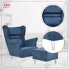 Zoja Wing Chair with Footrest Scandinavian Family Meble Navy Blue Jeans