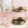 Make-up   Eisen 2-stöckig Hautpflege Aufbewahrung Display-Ständer Badezimmer-Arbeitsplatte   Regal für Schminktisch Schlafzimmer Schwarz Gold