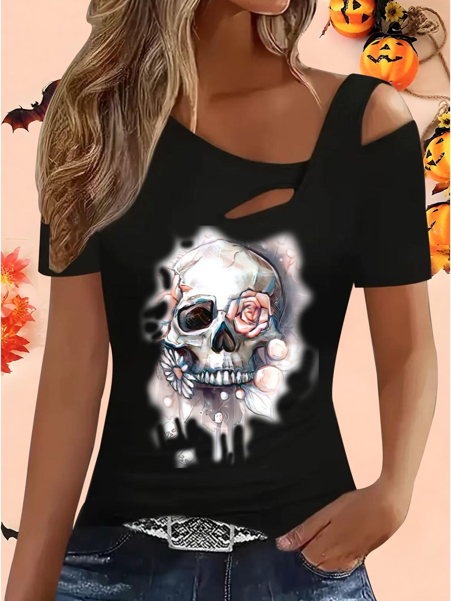 

Женские Свободные Топы Блузки Рубашки Подарок на Хэллоуин и Рождество S чёрный