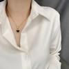 Stainless Steel Simple 2 Sides Black White Love Heart Pendant Necklace for Women Trendy Collar Jewelry Accessories Gifts