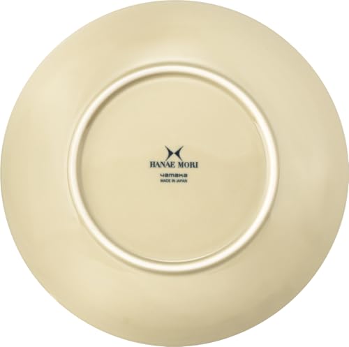 Hanae Mori "Fleur" Floral Print Set of 4 Curry Plates, Pasta Plates, and Deep Plates, Approx. 21cm Diameter x 4cm Deep, Dishwasher and Microwave Safe,