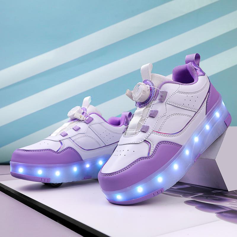 Scarpe da corsa a quattro ruote per bambini Scarpe basse staccabili Ricaricabili USB Luminose Scarpe sportive Ragazze Pattini a rotelle Scarpe da ragazzo