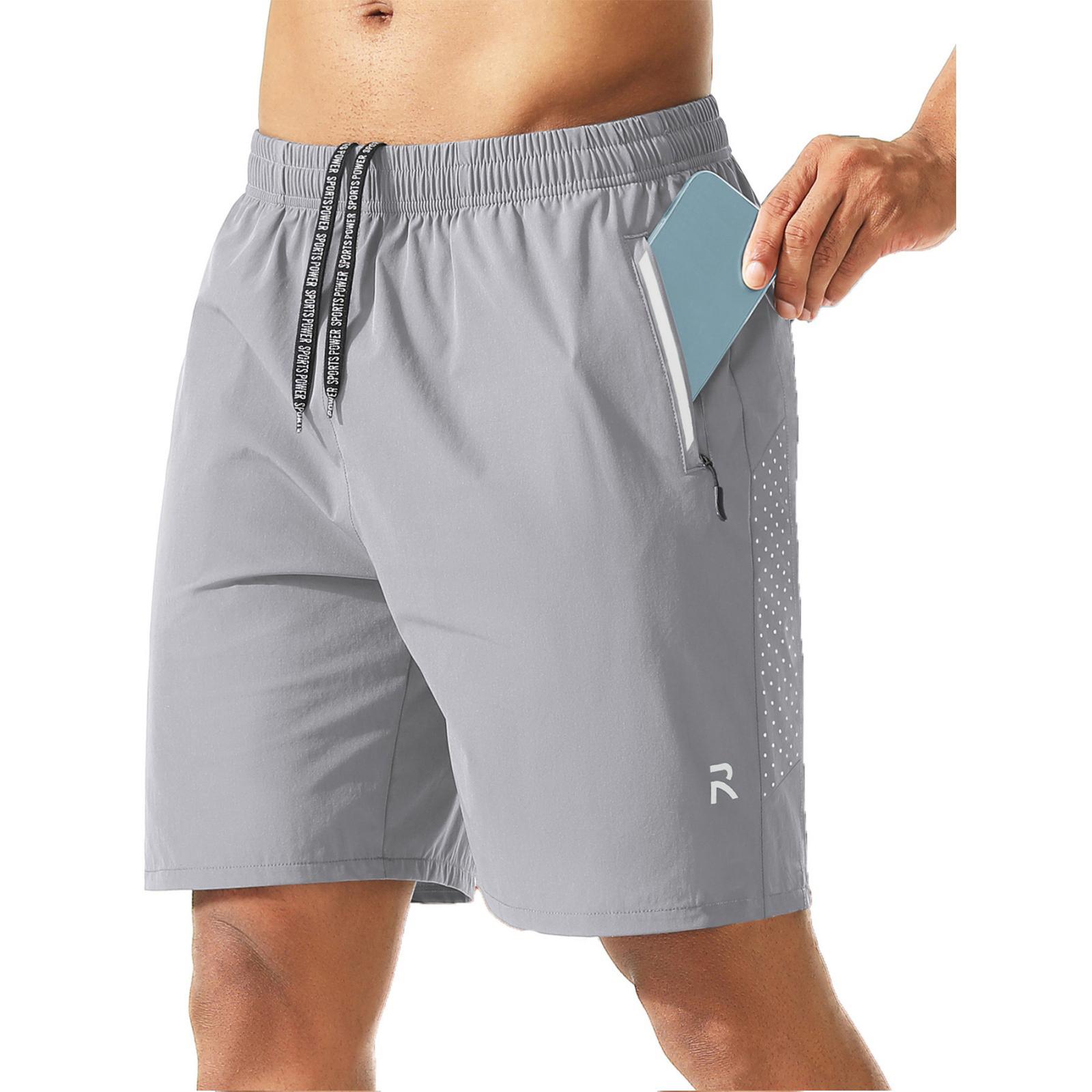 Chicago Rose Heren Atletische Shorts met Elastische Tailleband en Ritszak Lichtgewicht Sneldrogend Ademend Casual Sportshorts L
