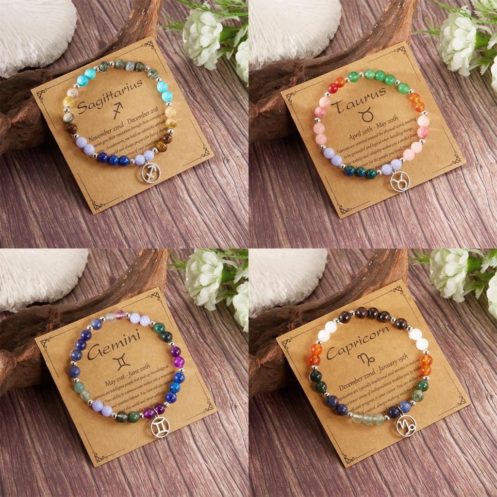 Twelve Constellation Beaded Bracelet With Natural Stones For Women Gift Ideas