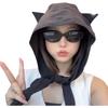 1Pc Naughty Little Devil Strap Sun Hat, Quick-Dry Sun Protection Ear-Wrap Headscarf Hat, Cute Cat Ear Design To Make Your Face Look Smaller, Novelty