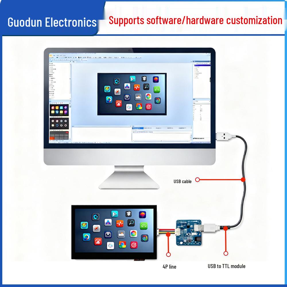IoT Smart 4.3-inch Touch Display Module with LVGL HMI for Human-Machine Interaction