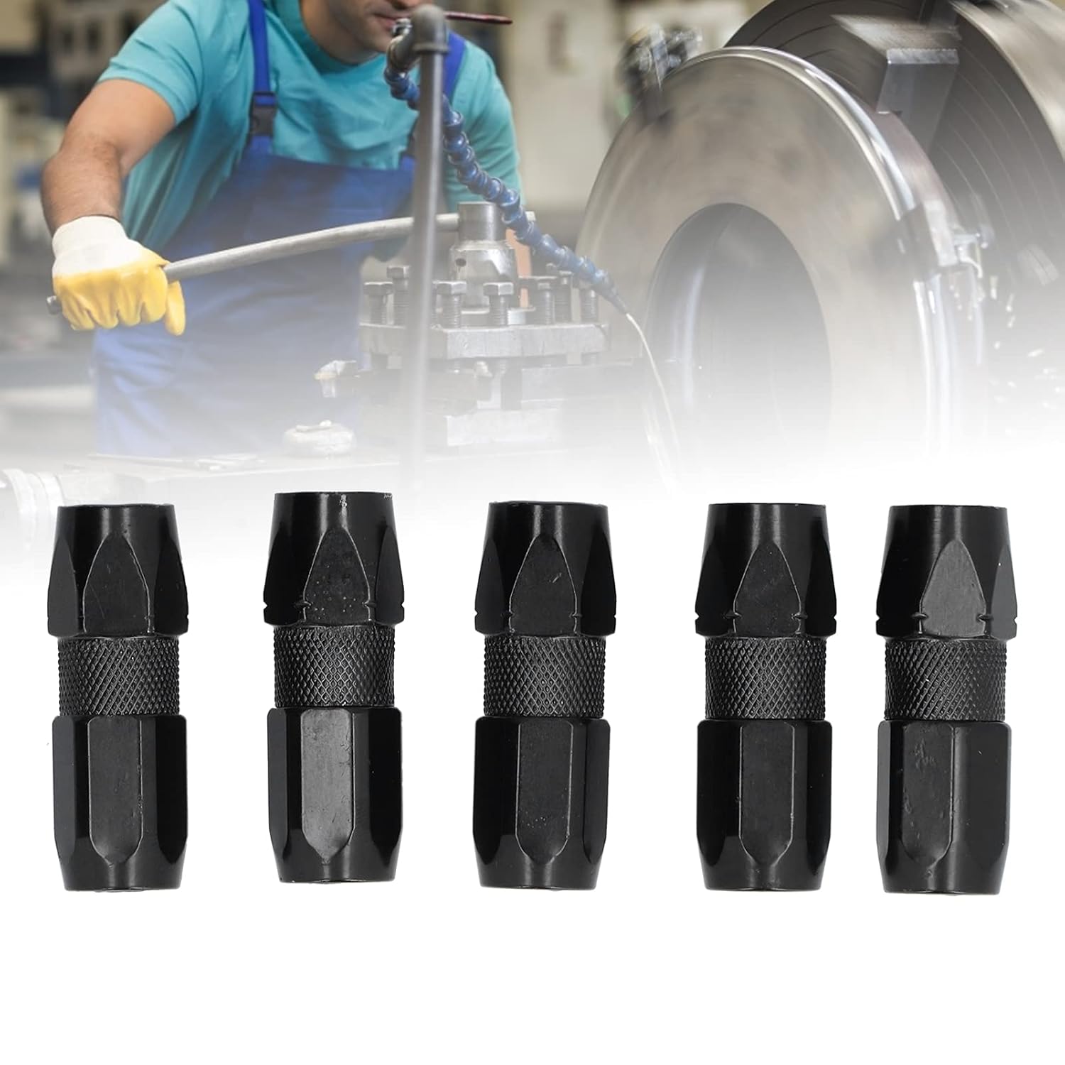 5Pcs Grease Coupler, Grease Gun Coupler Tightly Bite Durable Wear‑Resistant Grease Gun Flat Nozzle for Equipment Maintenance