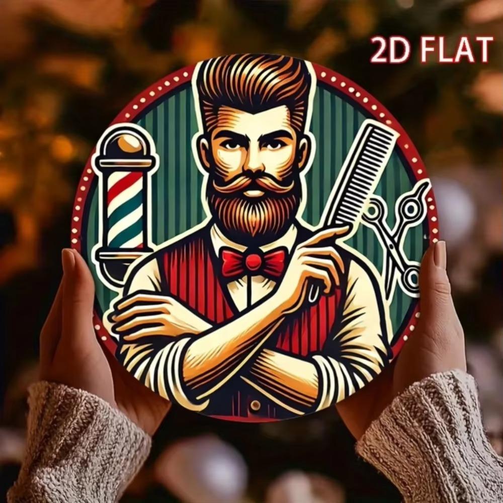 Винтажная металлическая жестяная вывеска  Парикмахерский шест  Настенный декор 8 дюймов Круглая Ретро Домашний Бар 40x30cm