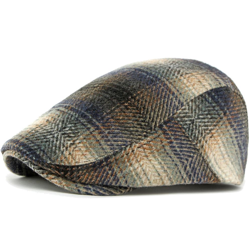HT4903 Beret Cap New Autumn Winter Wool Beret Hat Women Plaid Artist Painter Hat Male Female Ivy Flat Cap Adjustable Mens Berets