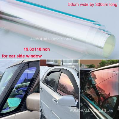 50cmX300cm VLT 83% Car Side Window Tint, Sunset Red Blue Chameleon Solar Foil, UVR 99% Window Tinting Film
