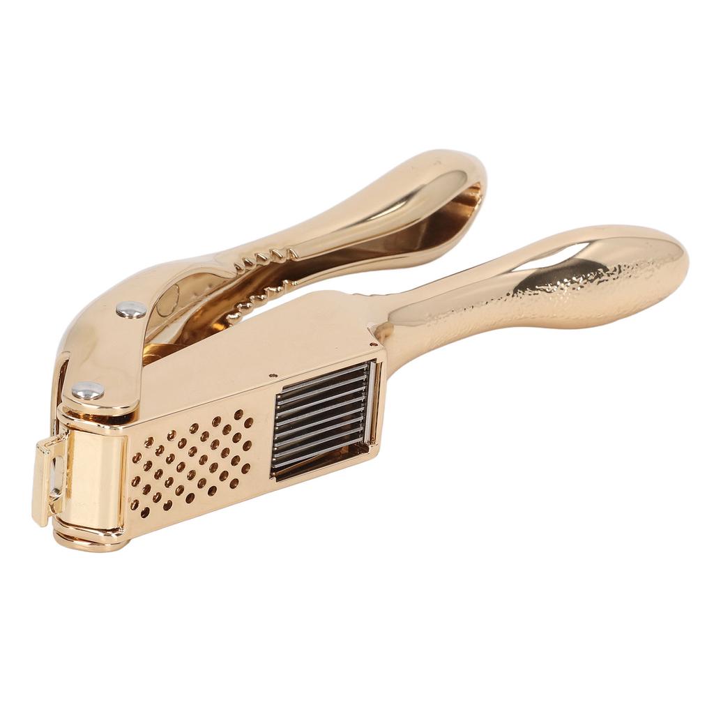 Garlic Press Gold Color Aluminium Alloy Dolphin Style Teeth Design Multipurpose Garlic Crusher for Ginger Nuts