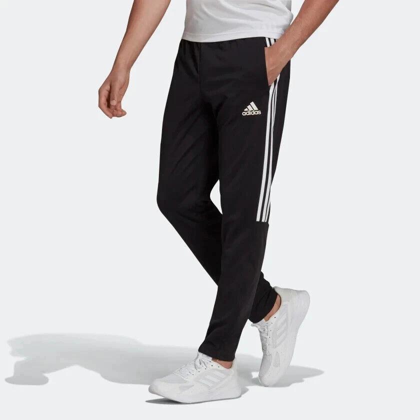 Adidas Elastic Waist Solid Color Logo Print Straight Casual Pants Men Bottoms Black H28909