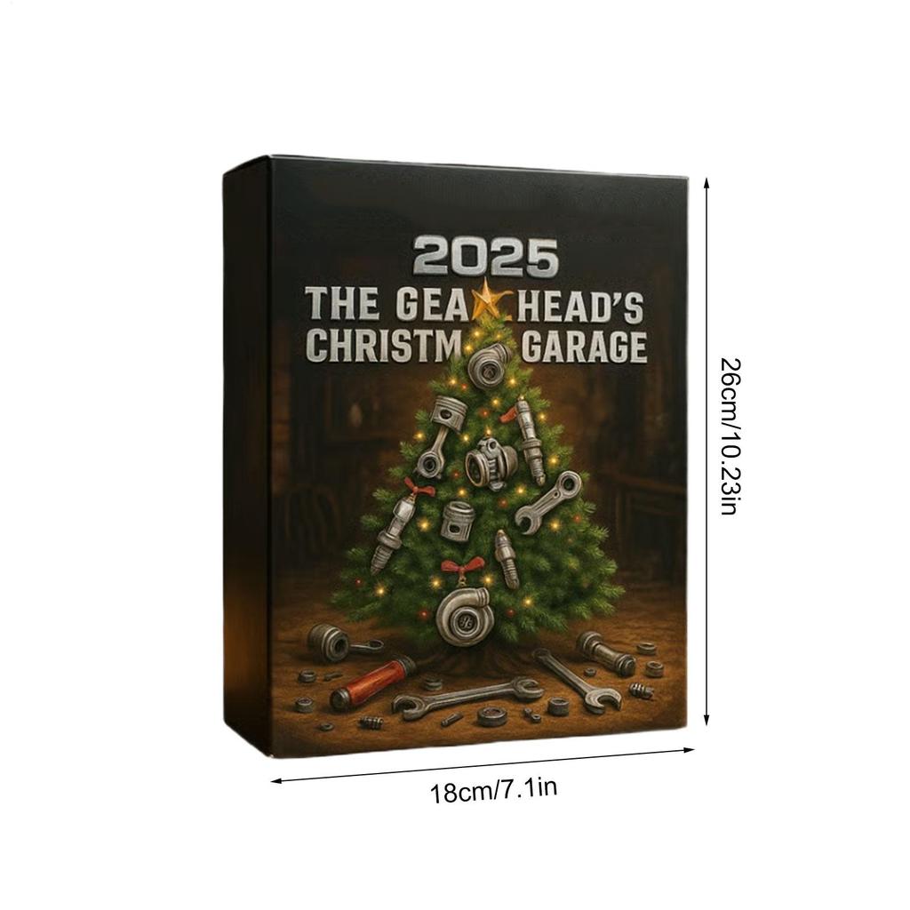 2025 Advent Calendar 2D Garage 24 Days Countdown Pendant Set 24 Days Mini Auto Parts and Tools for Workshop Electricians Men