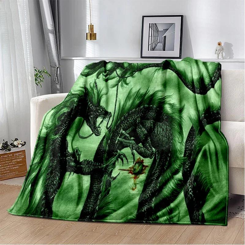 3D Print Chinese Dragon Blanket Soft Sofa Cover Throw Blanket Fleece Tapestry Lightweight Warm Bed Blankets for Bedroom Couch
