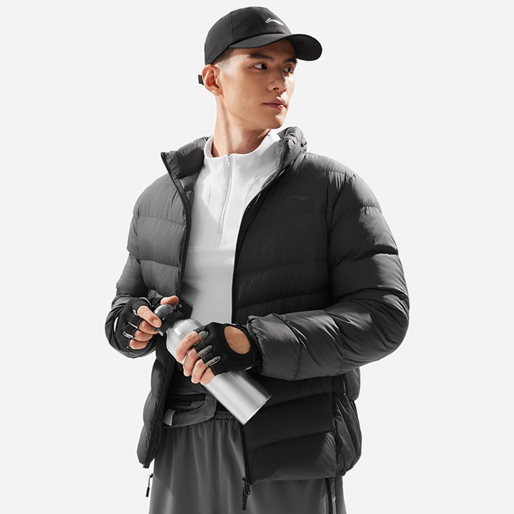 Li Ning Fitness Series Cold Resistant Outdoor Solid Color Lightweight Casual Versatile Logo Stand Collar Short Winter Down Jacket AYMU091-3