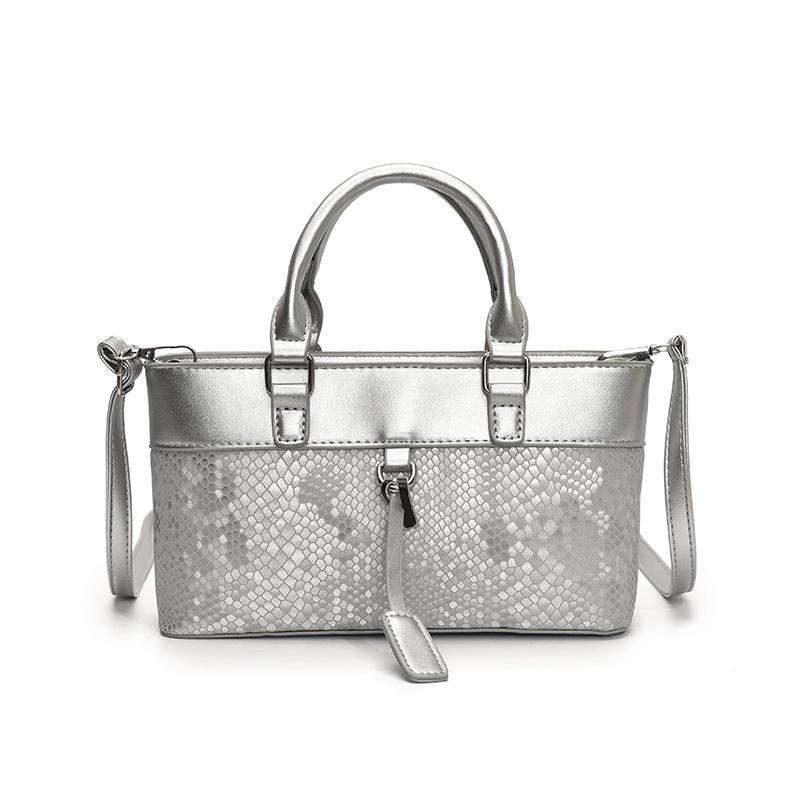 

New handbag bag splicing handbag fashion shoulder bag cloth pattern oblique span bag women one size fits all срібний