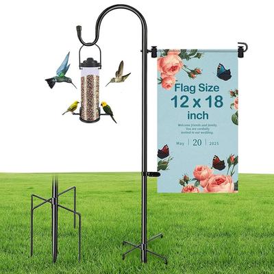47 Zoll Gartenflaggenhalter mit 5-Fuß-Basis, Metall-Hirtenhaken, Zum Aufhängen von County-Flaggen Hirtenhaken