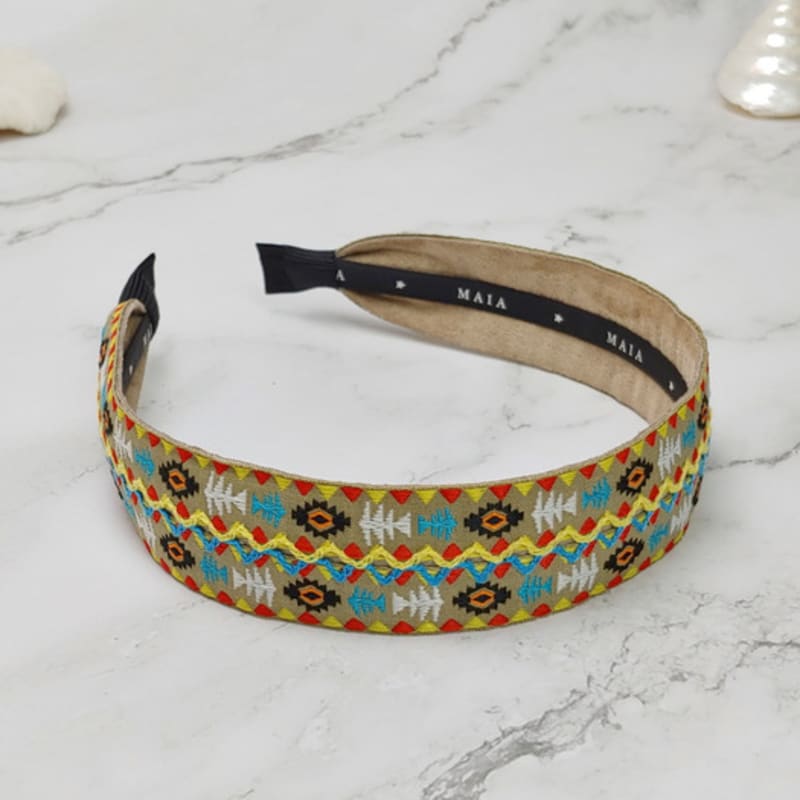 

МАЙЯ Повязка на голову с геометрическим узором - Бежевый ONE