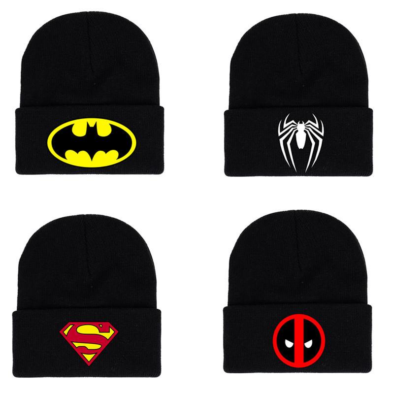 Spiderman Batman Knit Beanie Acrylic Thermal Rolled Brim Winter Hat For Adults Fans
