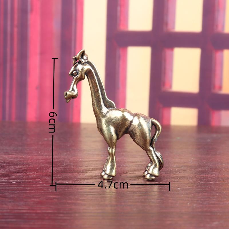 

1PCS Antique Brass Horse Small Statue Desktop Ornament Vintage Animal Figurines Miniatures Decoration Crafts