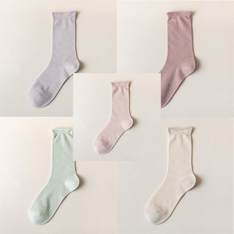 

5 пар/комплект женские носки весна-лето Harajuku однотонные носки женские хлопковые дышащие носки средней длины Calcetines Mujer новые 5 Pairs