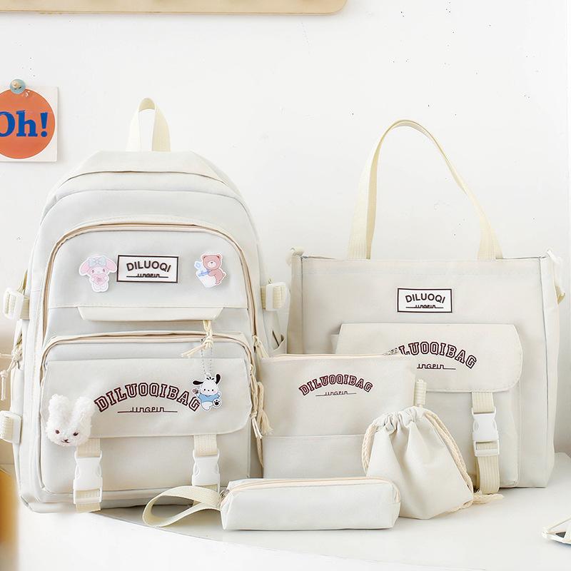 

Детский школьный рюкзак Ученики начальной школы Девочки Ученики средней школы Рюкзак из пяти частей Модный рюкзак