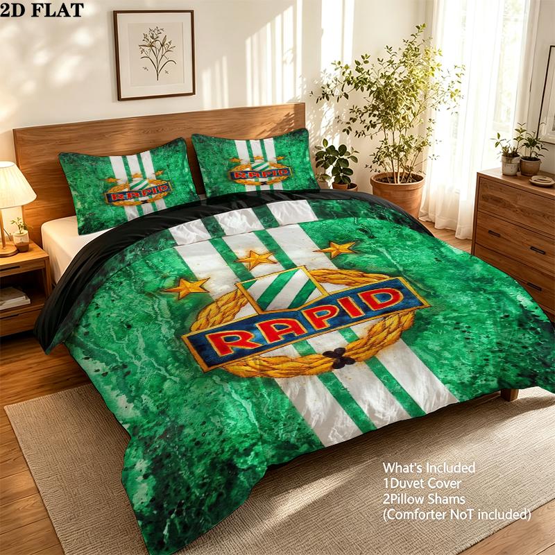 Sk Rapid Wien Pattern Bedding Uilt Set Uilt Cover Pillowcase Home Decoration Birthday Gift (1 * Duvet Cover + 2 * Pillowcase Without Core)