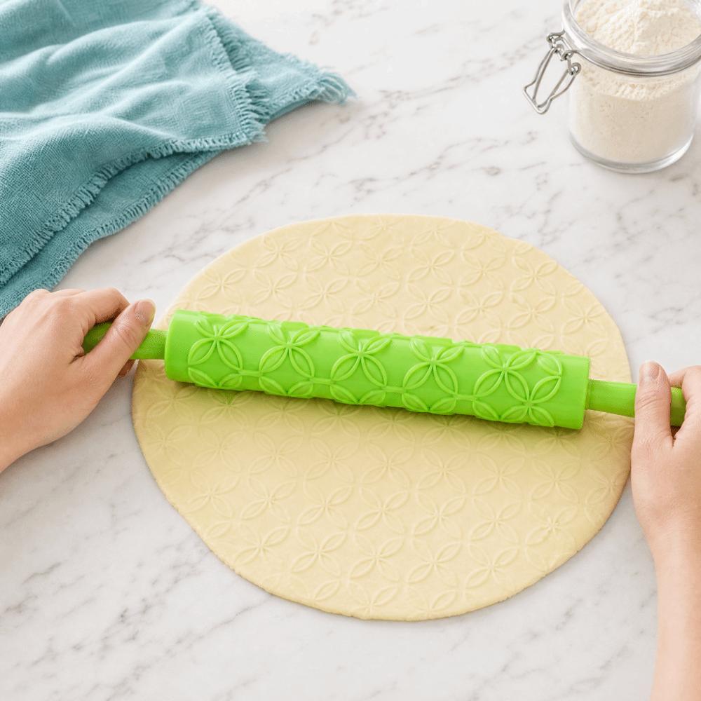 PP Pattern Rolling Pin Non-Stick Cookie Rolling Pin Patterned Dough Roller  Bakery DIY