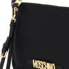 Moschino Front Metal Logo Detachable Wrist Handle Cotton Nylon PU Leather Clutch Women clutch Black 211735AAV000002-1555