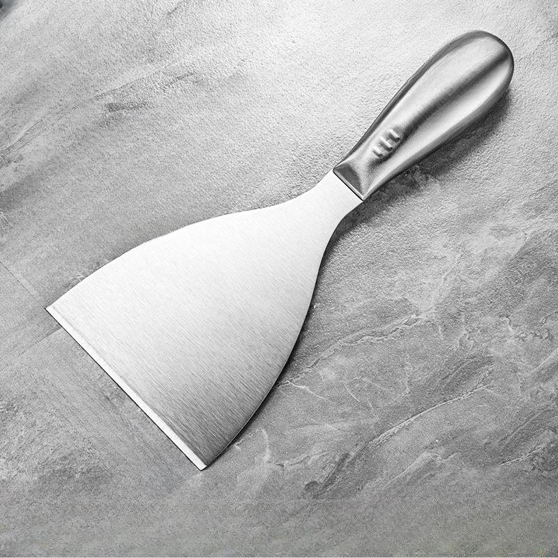 1 buc Spatulă de curățare din oțel inoxidabil îngroșat cu mâner de lemn, Artefact multifuncțional pentru răzuirea chitului, Spatulă integrată care nu zgârie
