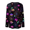 Women's Halloween Print Long Sleeve Neck Pullover T-Shirt for Fall