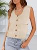 Women's Ribbed Sweater Vest Sleeveless Button Down Summer Tank Top