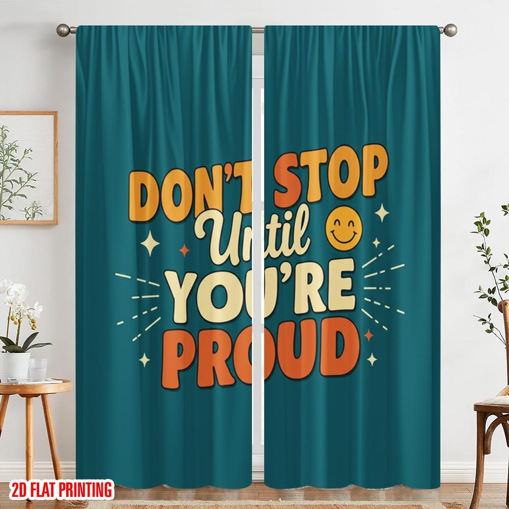 2pcs 2D flat printing Curtains Motivational Quote Fabric Without Electricity Seasonal Party & Holiday Decor for Holiday Decor
