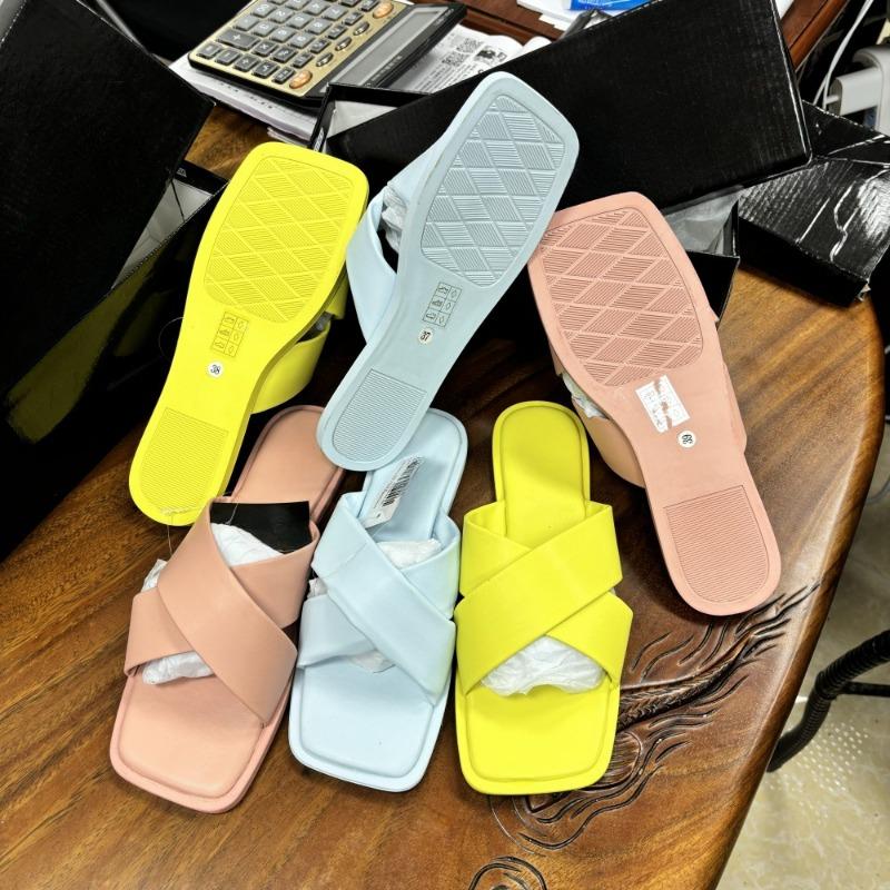 Fashion Bright Color Women Beach Shoes Cross Strap Flat Sole 2025 Summer Designer Footwear Outdoor Slip-On Female Slippers Light Slides