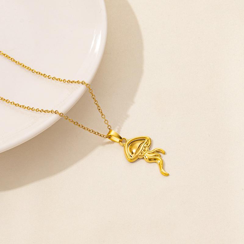 No Fade Stainless Steel Ocean Animal Necklaces For Women Men Accessories Real Gold Plated Shark Fish Tail Turtle Pendant Jewelry