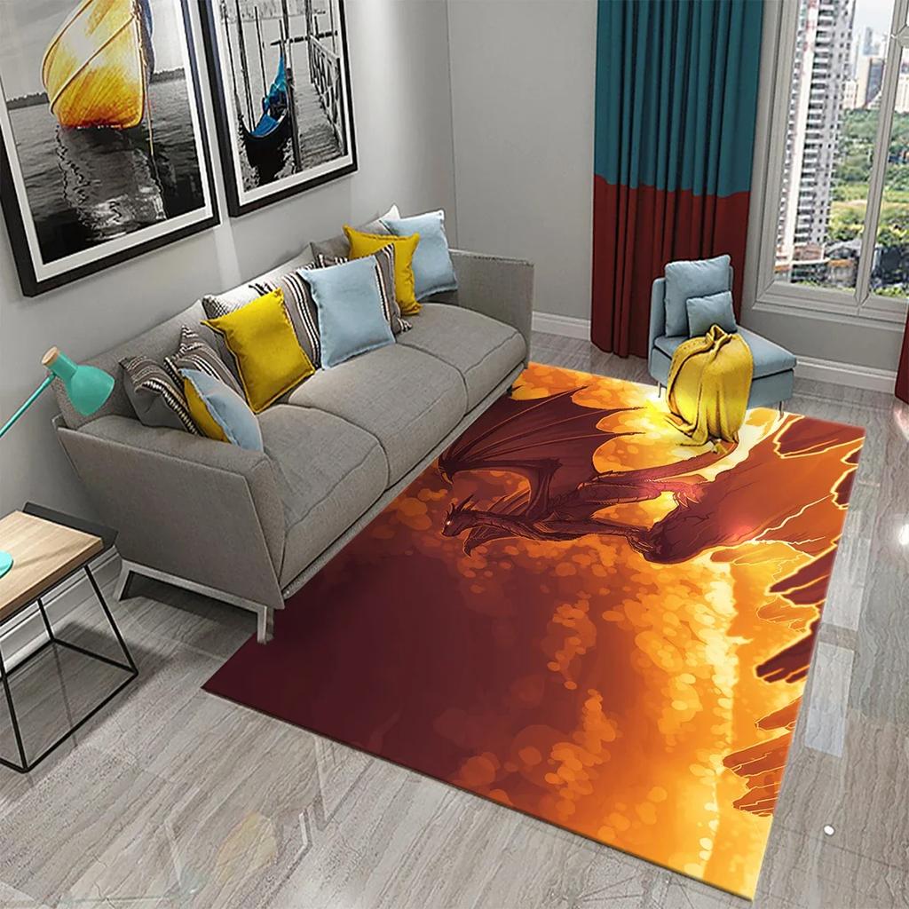 3D Colorful Dragon Pattern Carpet Kitchen Bathroom Living Room Kid Bedroom Entrance Non-slip Absorbent Fashion Home Decor Carpet