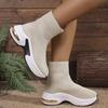 Moda 2025 Botines de Punto de Fondo Grueso para Mujer Comodidad Transpirable Plataforma Zapatos Calcetín Mujer Tallas Grandes Cuñas Botines Cortos Mujer