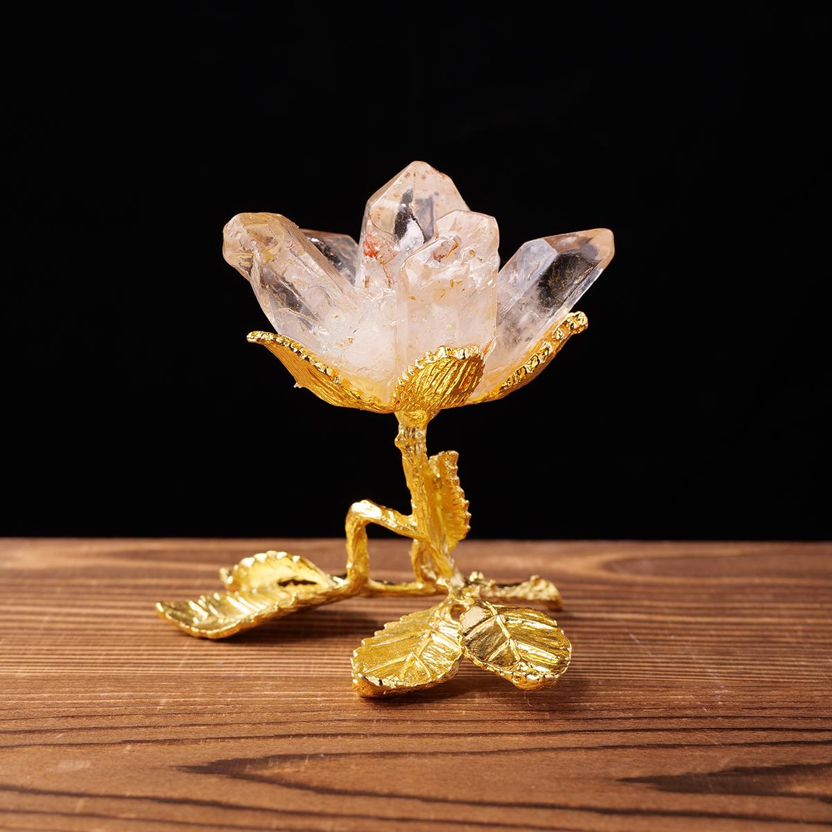 

1 шт. натуральный кристалл лечебный драгоценный камень одноточечный цветок DIY с золотой металлической основой гадание домашнее настольное украшение