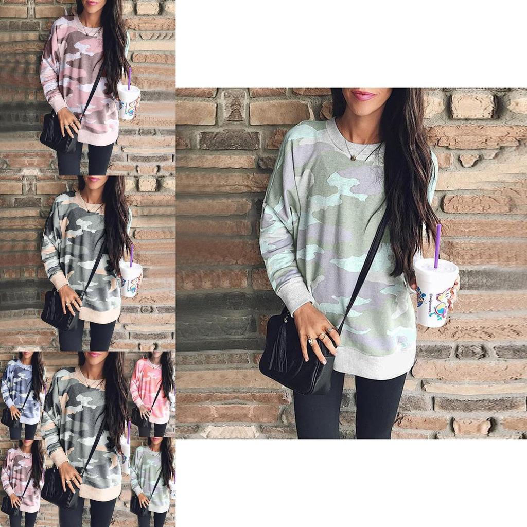 Premium Camouflage Woman Fashion Jumper Pullover Casual Tops Blouse Tee T-shirt
