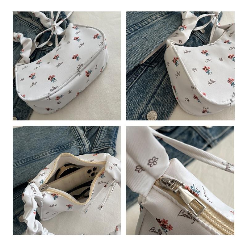 Floral Minimalist Underarm Bag, Cross-border New Single-shoulder Bag, Japanese Sweet Country Style Handbag, Small Bag, Nyl Bag