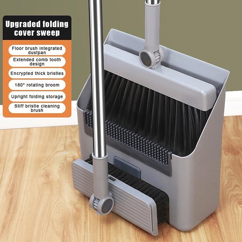 Effortless Home Cleaning with 3 in 1 Design Long Handled Floor Brush and Dustpan Set for All Surfaces