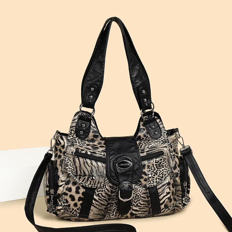 Vintage Leopard Schultertasche Damen Handtasche