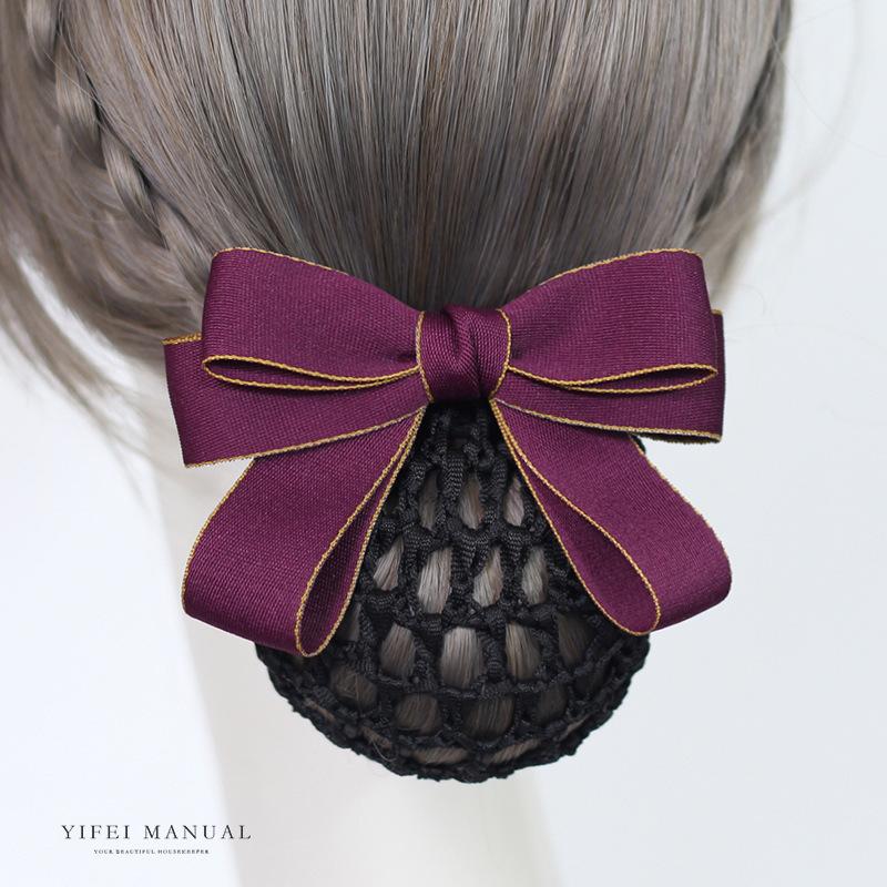 Head Flower Female Vocational Nurse Hairnet Bank Flight Attendant Special Disc Hair Net Pocket Bow Hairpin Tooling Headdress