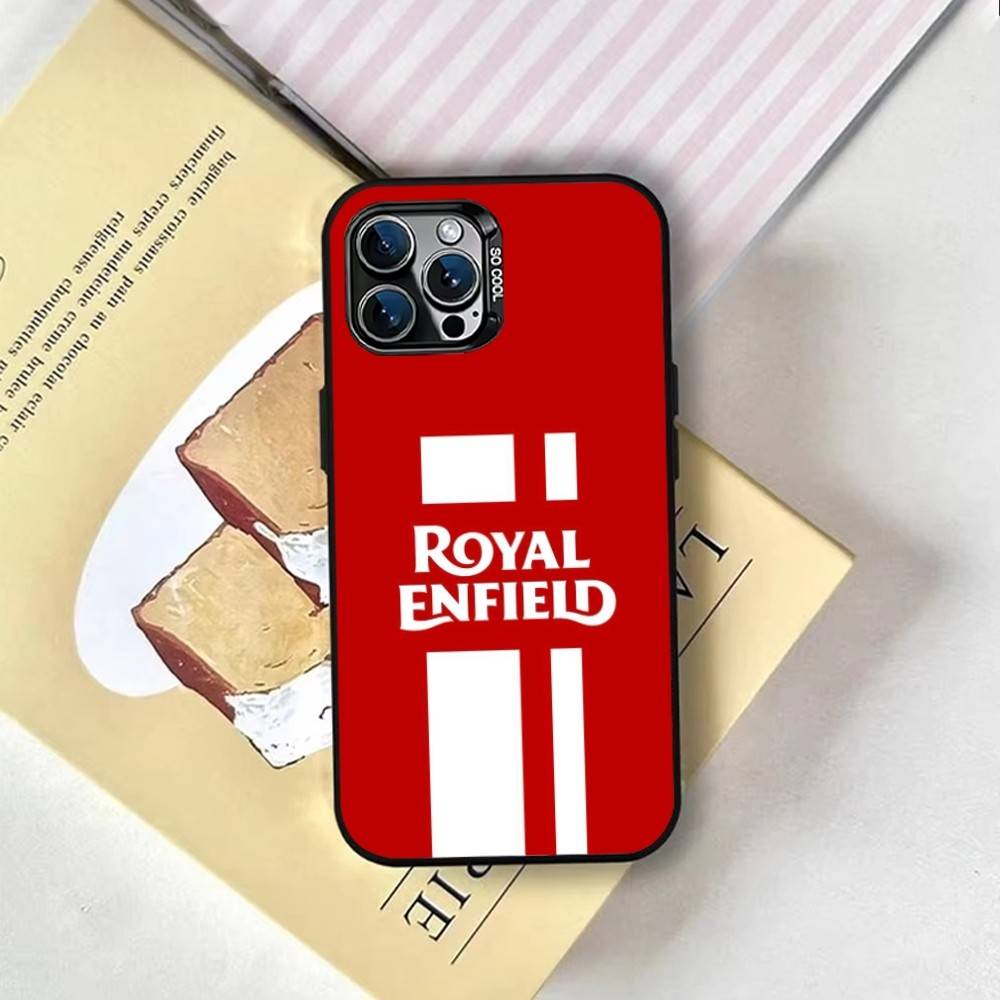 R-ROYALS E-ENFIELDs Logo Phone Case For iPhone 17,16,15,14,13,12,11 Plus,Pro Max,XS,Colored Silver Plated Inside Cover